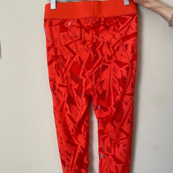 H&M Studio Collections Red Orange Casual Lace Skinny Capri Patterned Leggings M - Picture 2 of 8